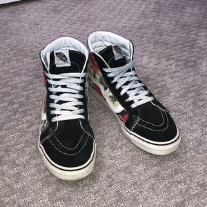 Vans floral high top shoes, Slight discoloration, Size 8M/ 9.5W